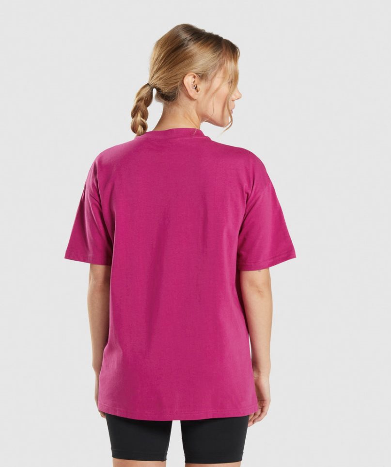 Camiseta Gymshark Entrenamiento Oversized Mujer Rosas | ES6714-CH