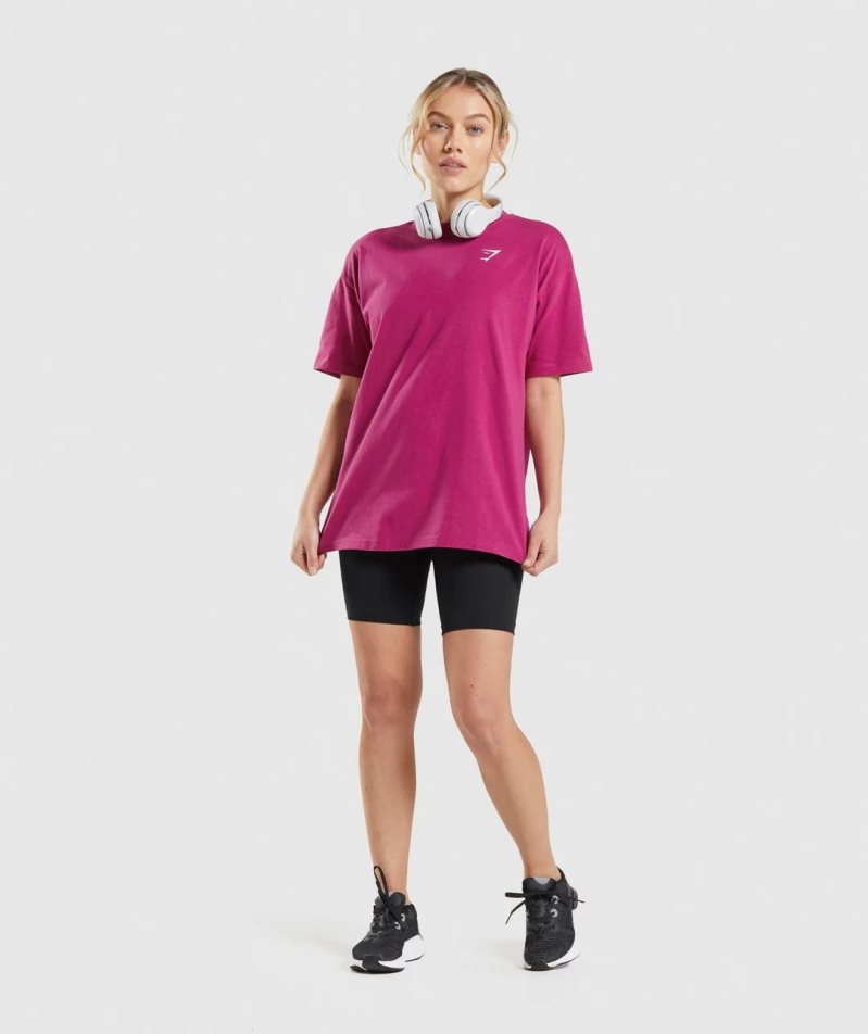 Camiseta Gymshark Entrenamiento Oversized Mujer Rosas | ES6714-CH