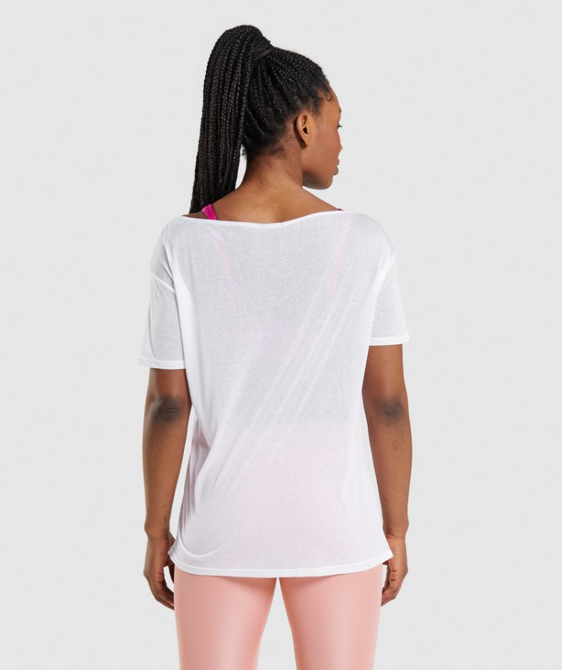 Camiseta Gymshark Entrenamiento Oversized Top Mujer Blancas | ES9015-AO