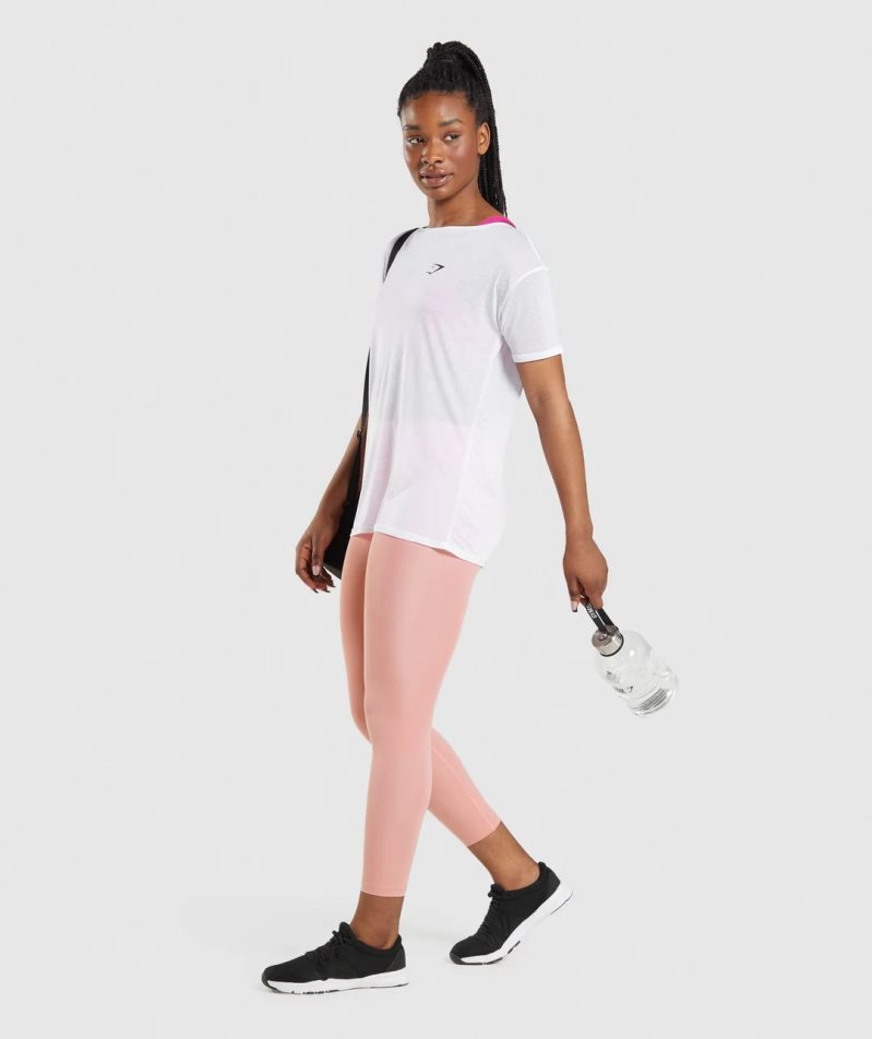 Camiseta Gymshark Entrenamiento Oversized Top Mujer Blancas | ES9015-AO