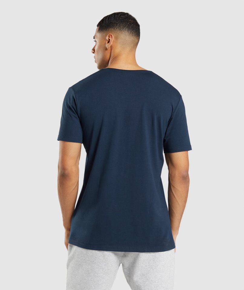 Camiseta Gymshark Essential Hombre Azul Marino | ES3812-ZN