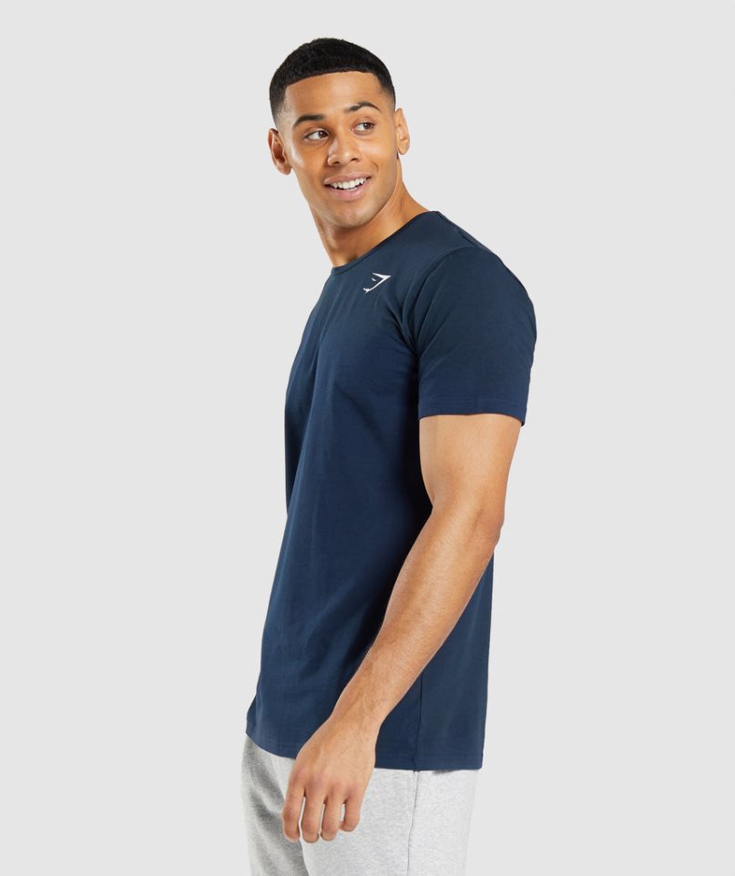 Camiseta Gymshark Essential Hombre Azul Marino | ES3812-ZN