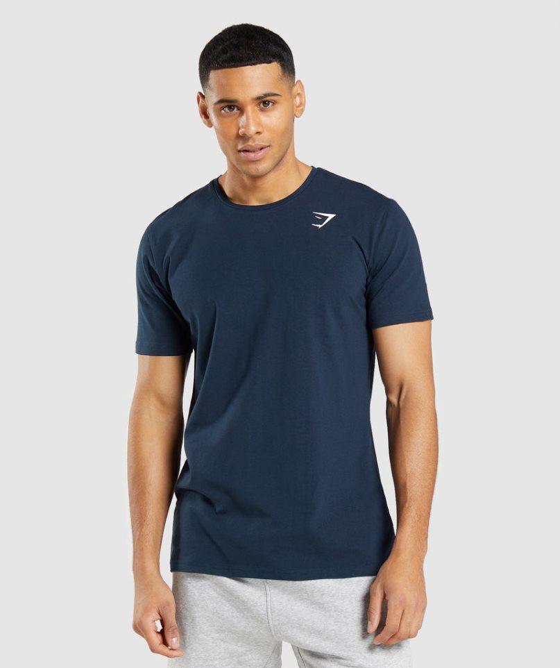 Camiseta Gymshark Essential Hombre Azul Marino | ES3812-ZN