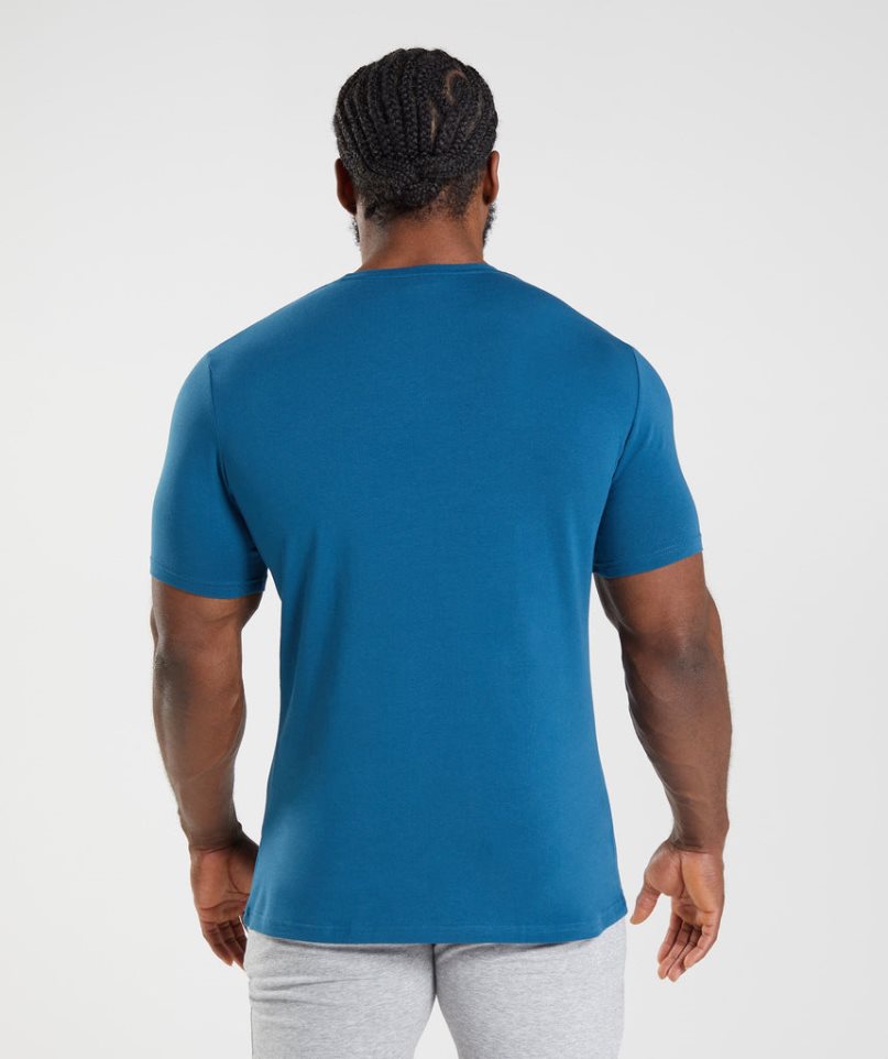 Camiseta Gymshark Essential Hombre Azules | ES0368-VO