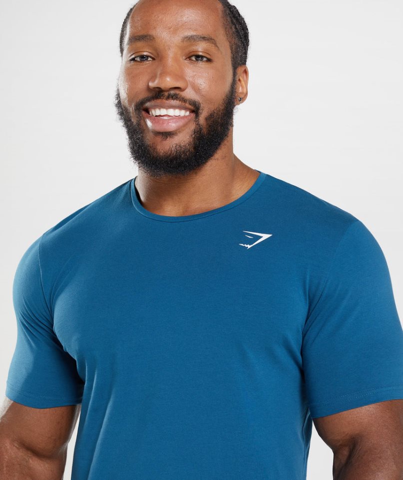 Camiseta Gymshark Essential Hombre Azules | ES0368-VO