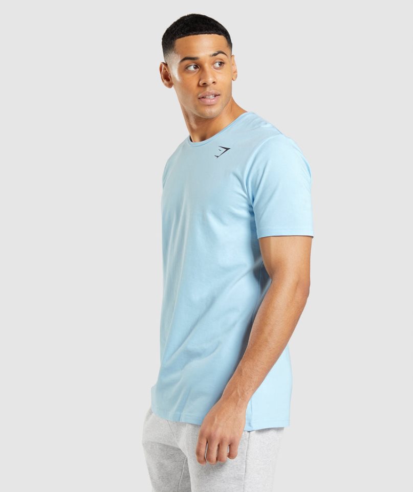 Camiseta Gymshark Essential Hombre Azules Claro | ES6302-XU