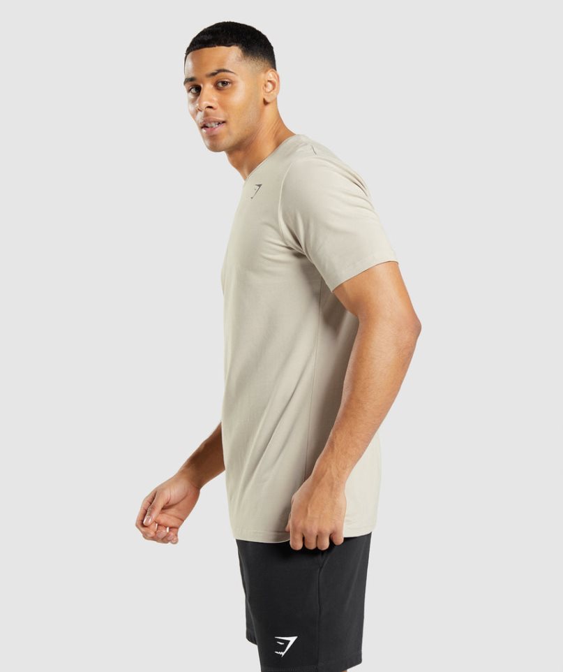 Camiseta Gymshark Essential Hombre Beige | ES4692-TH