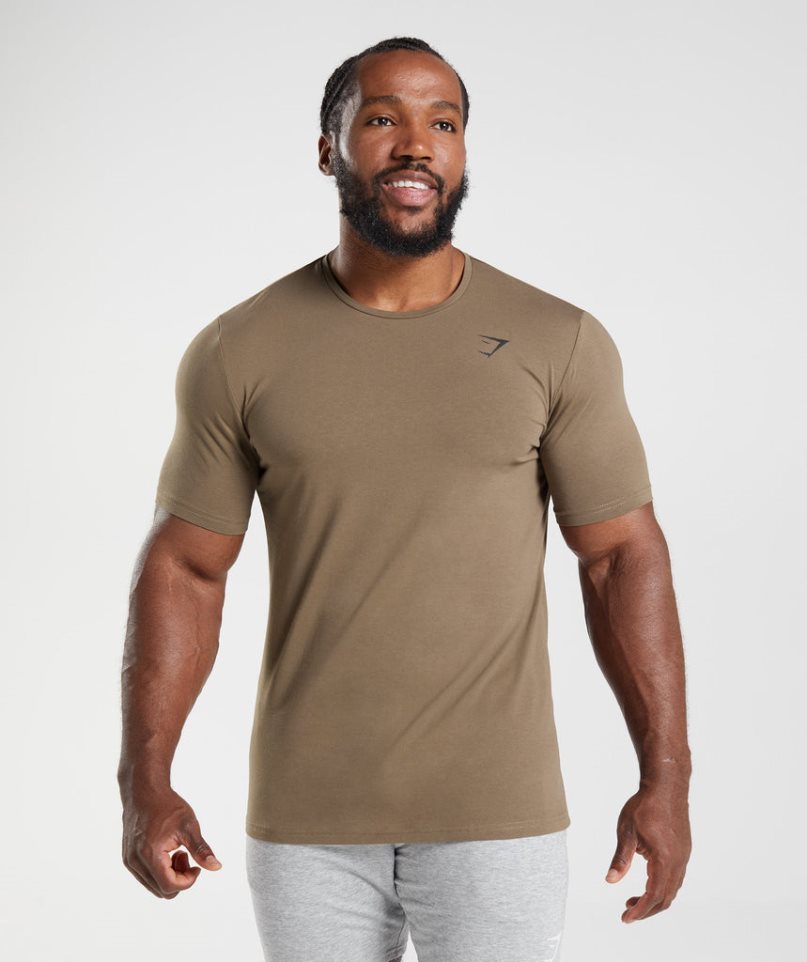 Camiseta Gymshark Essential Hombre Marrones | ES1053-YA