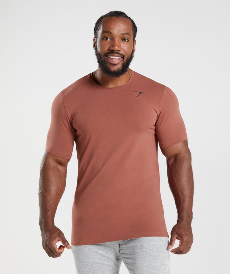 Camiseta Gymshark Essential Hombre Rosas | ES5082-RN