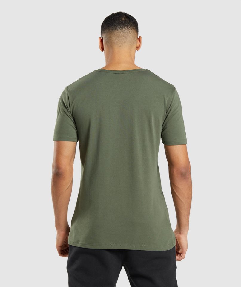 Camiseta Gymshark Essential Hombre Verde Oliva | ES5743-CR