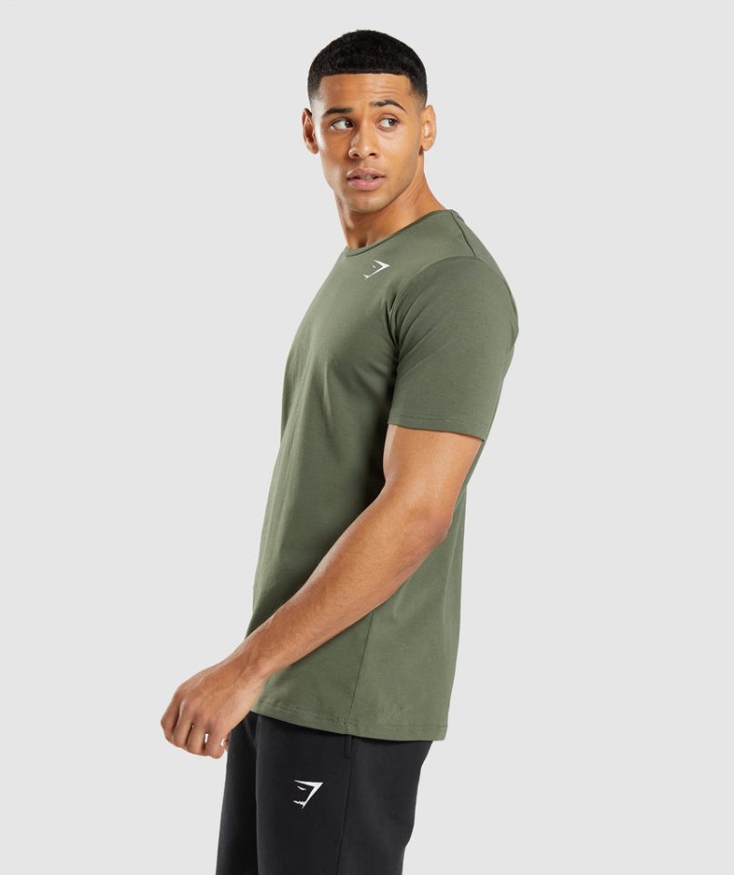 Camiseta Gymshark Essential Hombre Verde Oliva | ES5743-CR