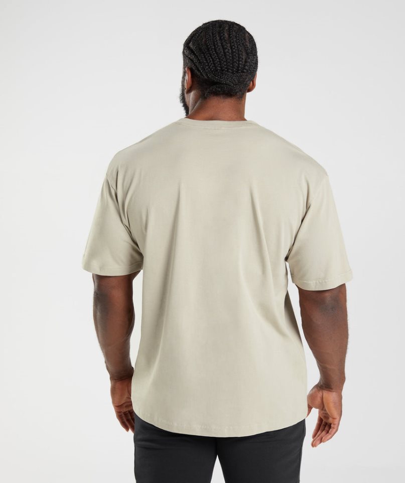 Camiseta Gymshark Essential Oversized Hombre Beige | ES0469-DO