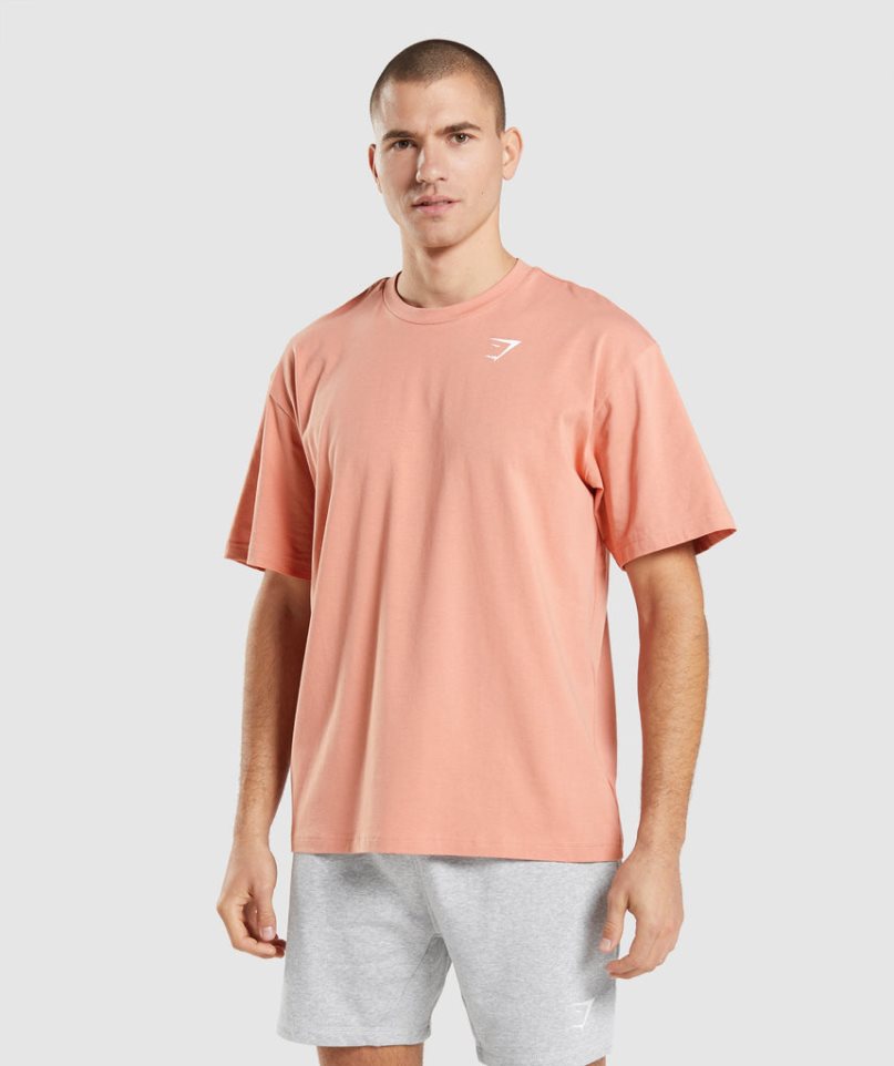 Camiseta Gymshark Essential Oversized Hombre Rosas | ES1794-RE