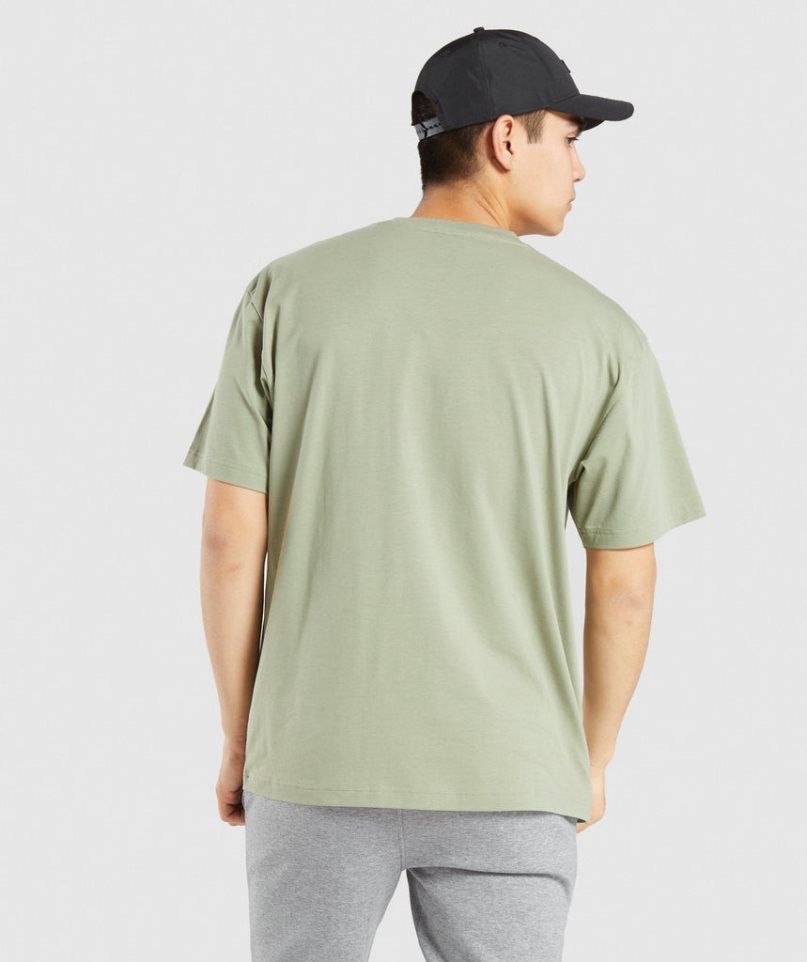 Camiseta Gymshark Essential Oversized Hombre Verde Claro | ES3174-IP