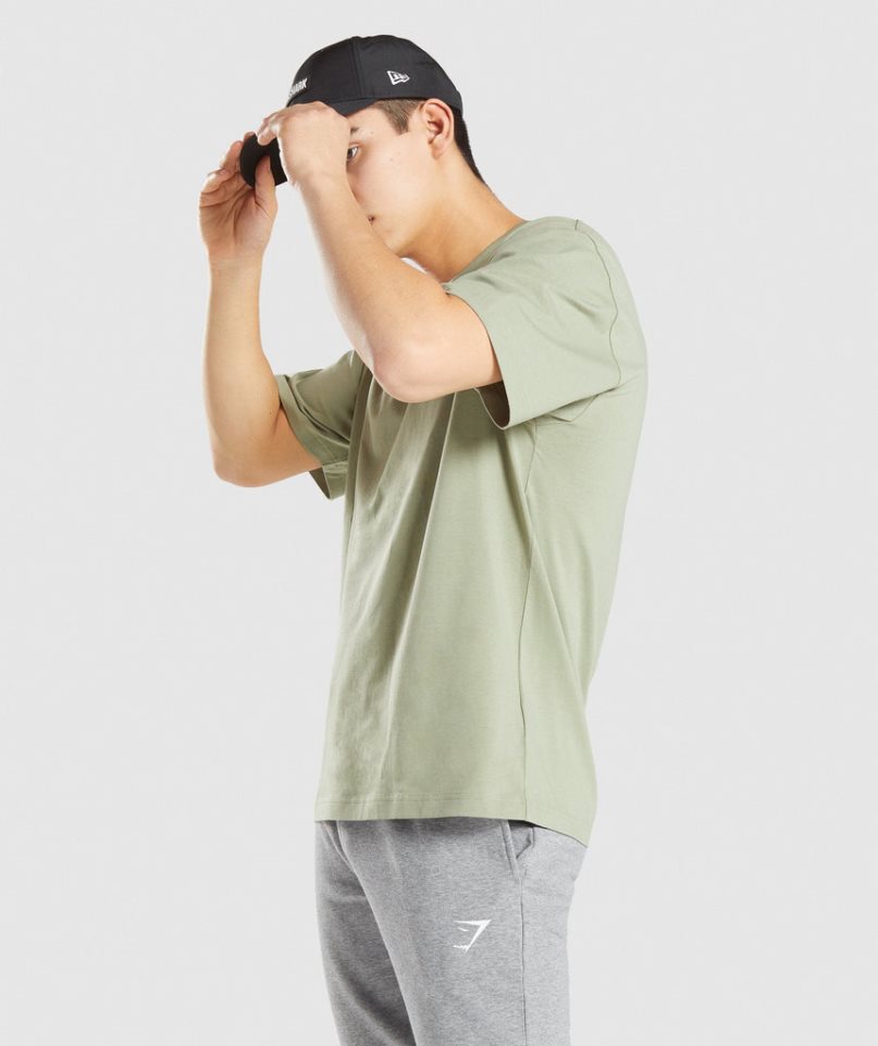 Camiseta Gymshark Essential Oversized Hombre Verde Claro | ES3174-IP