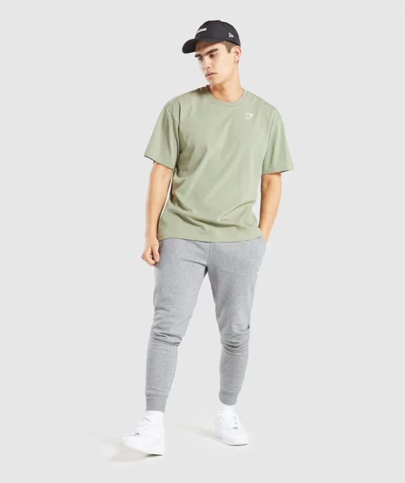 Camiseta Gymshark Essential Oversized Hombre Verde Claro | ES3174-IP