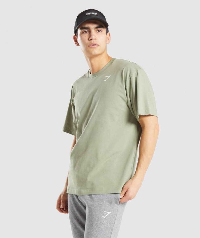 Camiseta Gymshark Essential Oversized Hombre Verde Claro | ES3174-IP