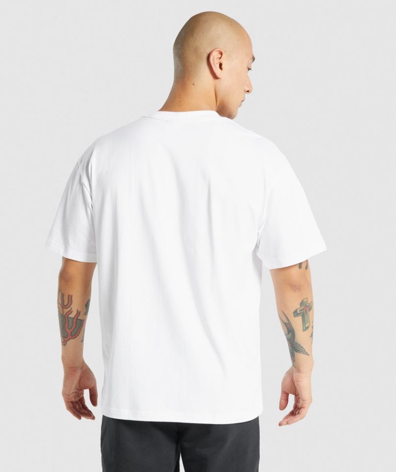 Camiseta Gymshark Essential Oversized Hombre Blancas | ES3746-FJ