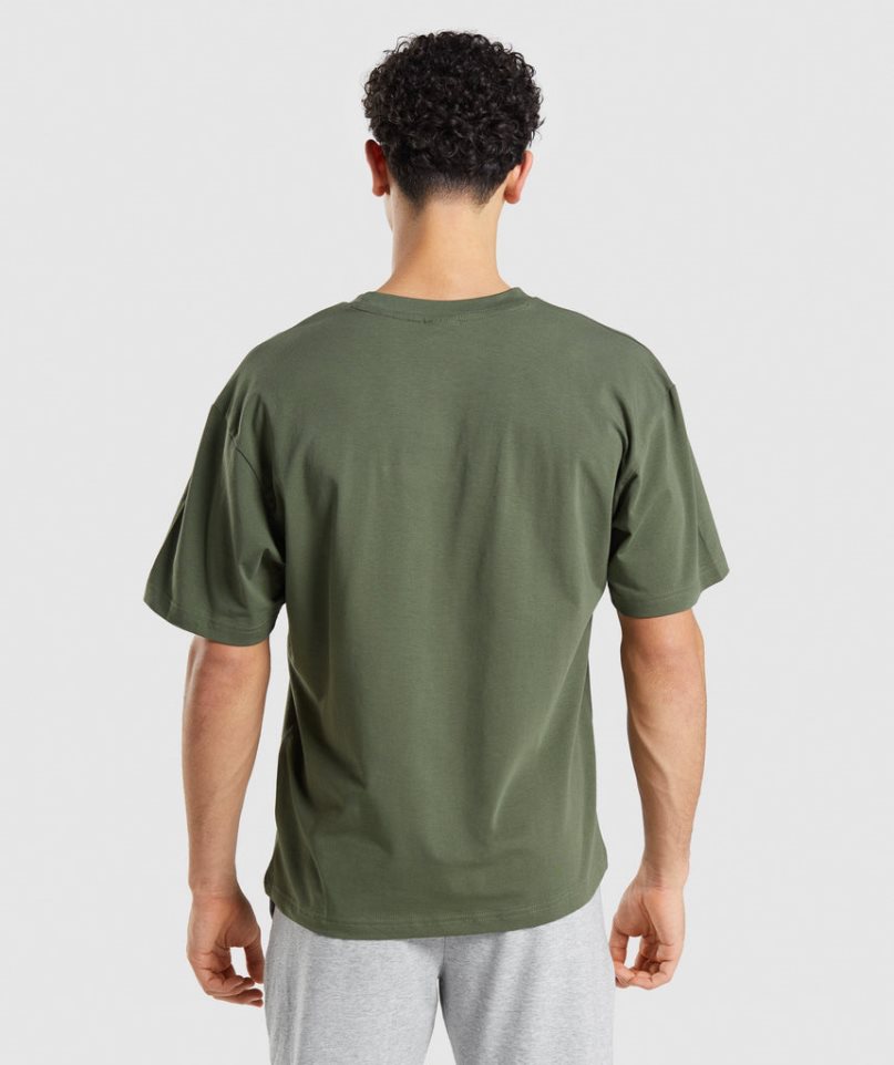 Camiseta Gymshark Essential Oversized Hombre Verde Oliva | ES4029-UQ