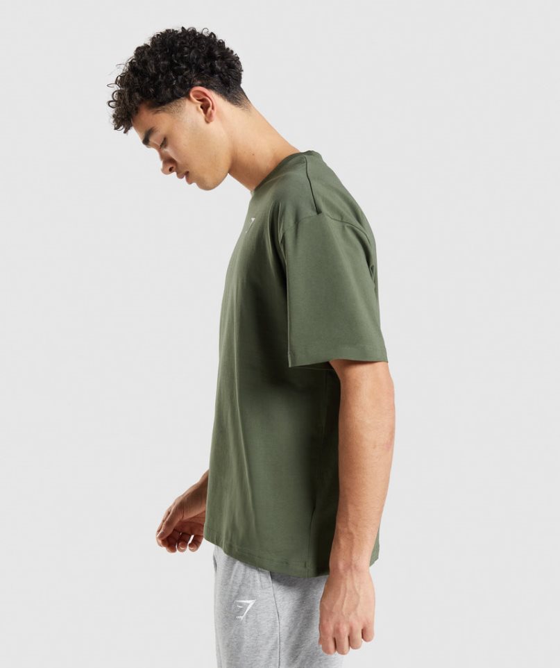 Camiseta Gymshark Essential Oversized Hombre Verde Oliva | ES4029-UQ