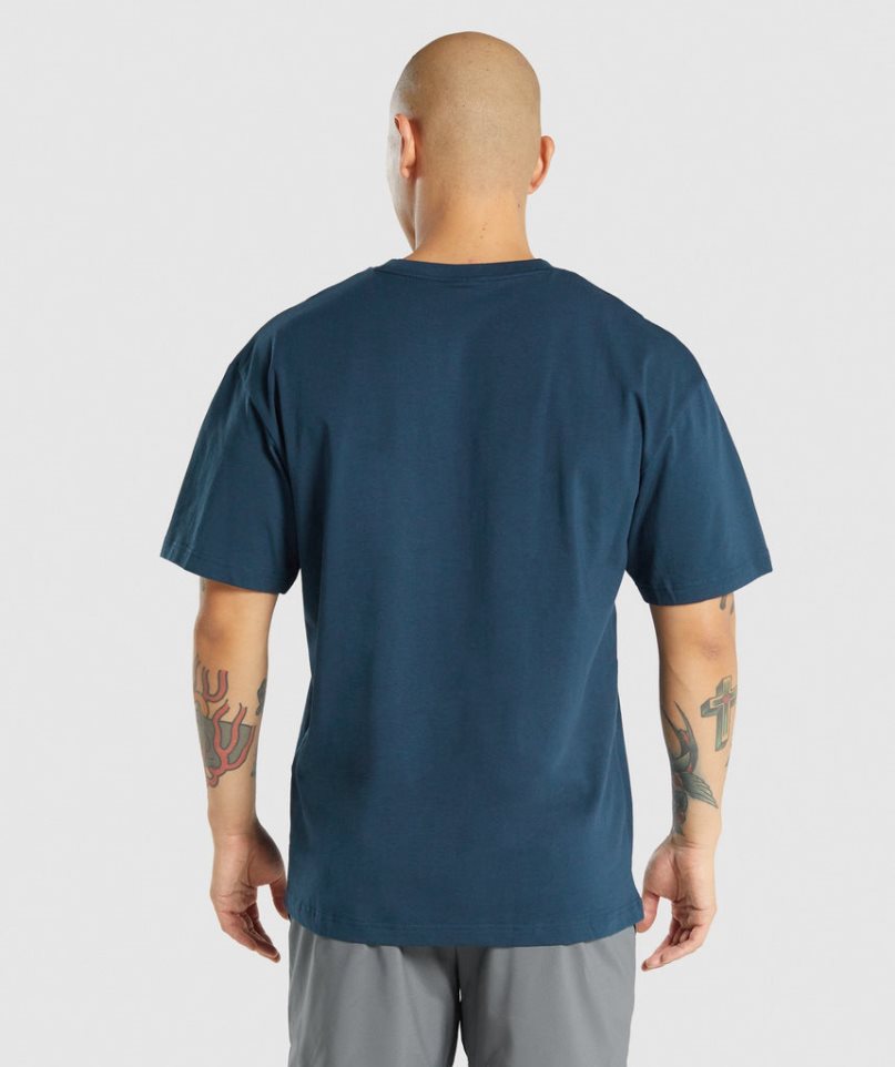 Camiseta Gymshark Essential Oversized Hombre Azul Marino | ES6803-HV