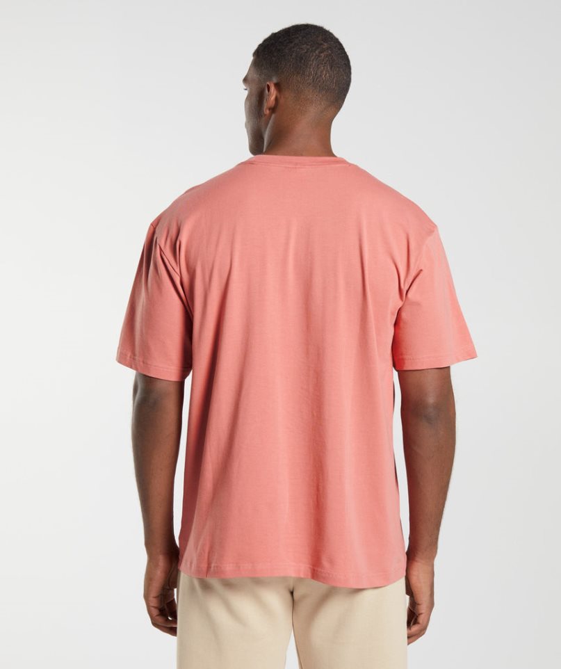 Camiseta Gymshark Essential Oversized Hombre Rosas | ES6871-SJ