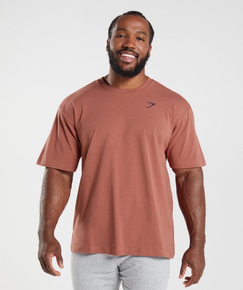 Camiseta Gymshark Essential Oversized Hombre Rosas | ES8506-BC