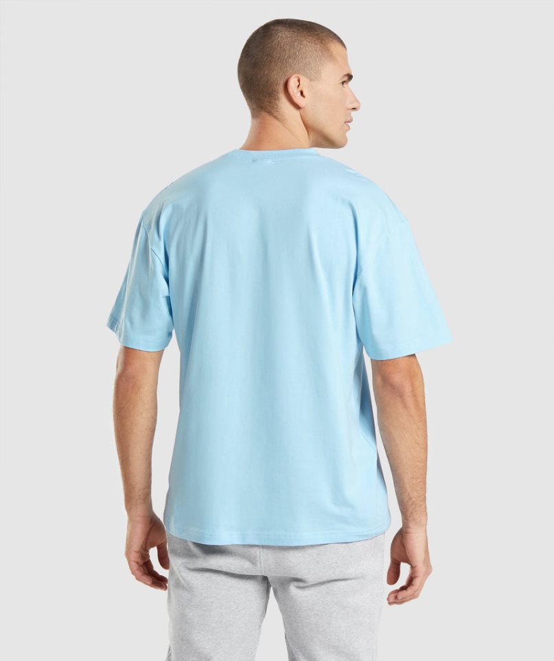 Camiseta Gymshark Essential Oversized Hombre Azules Claro | ES9534-YO