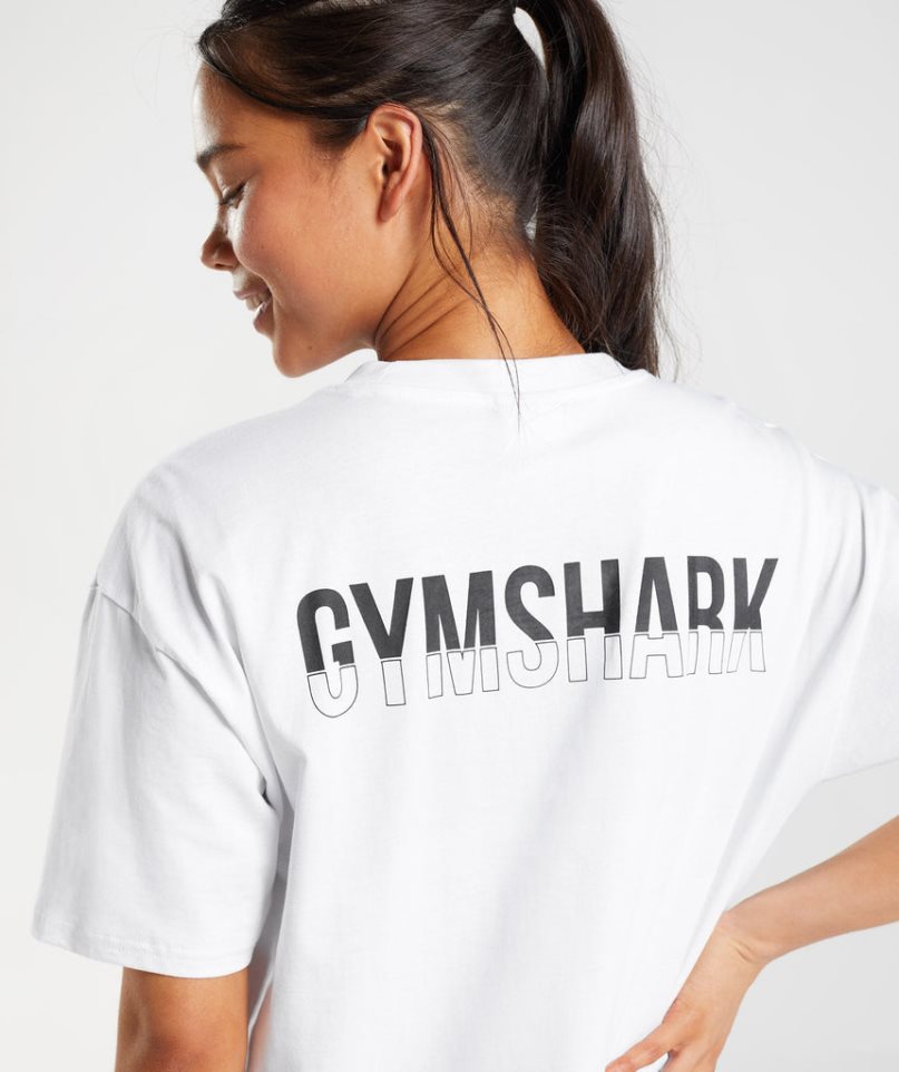 Camiseta Gymshark Fraction Oversized Mujer Blancas | ES6723-DG