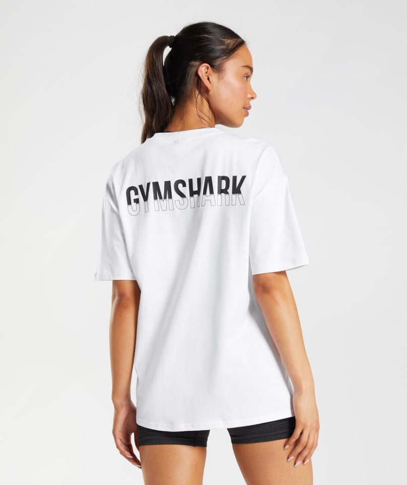 Camiseta Gymshark Fraction Oversized Mujer Blancas | ES6723-DG