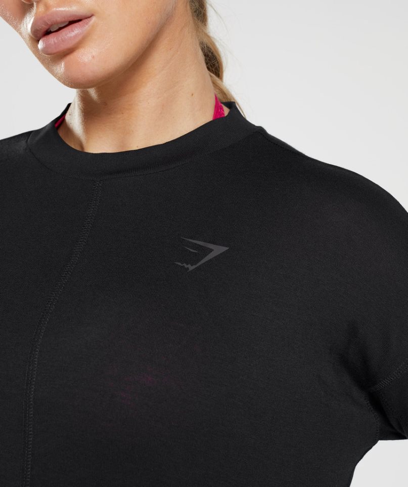 Camiseta Gymshark GS Power Long Sleeve Mujer Negras | ES2176-SA