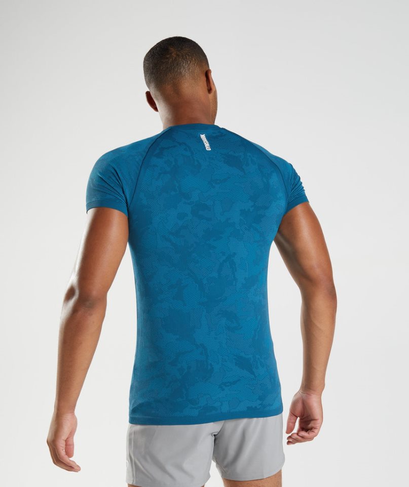 Camiseta Gymshark Geo Seamless Hombre Azules | ES7481-UB