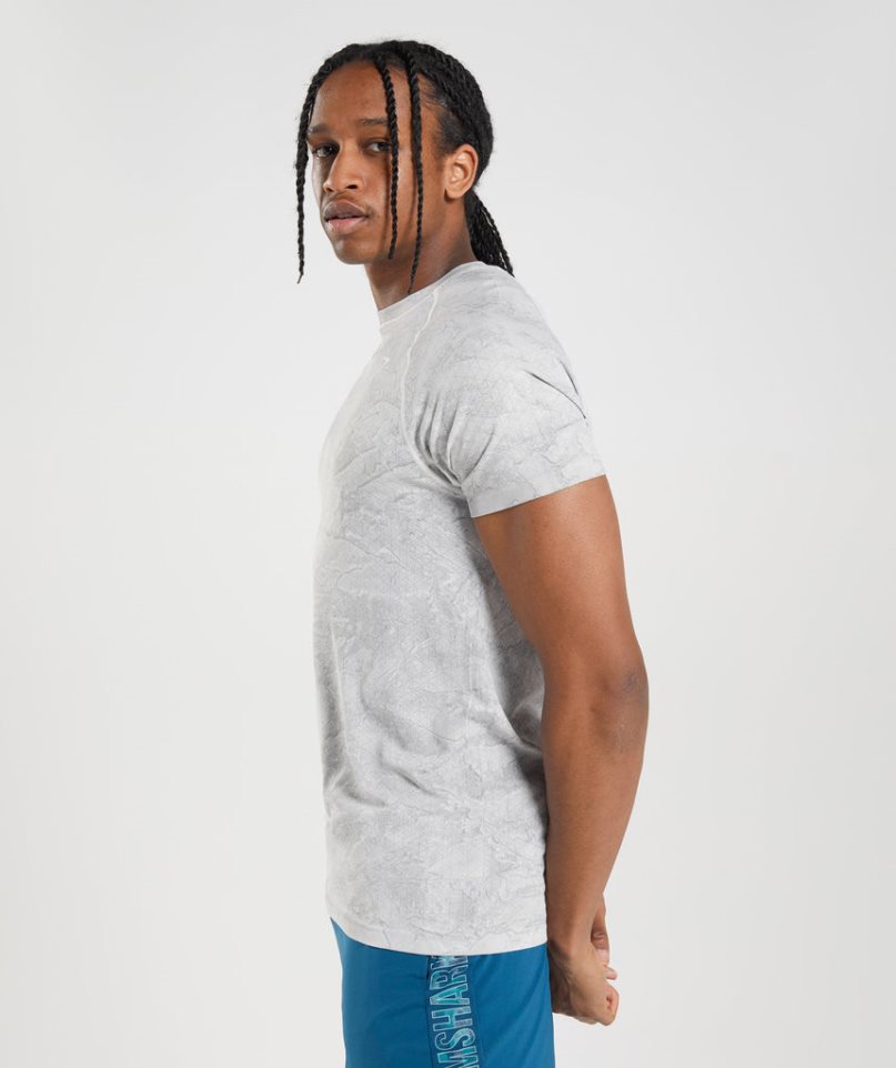 Camiseta Gymshark Geo Seamless Hombre Gris Claro | ES3241-KL