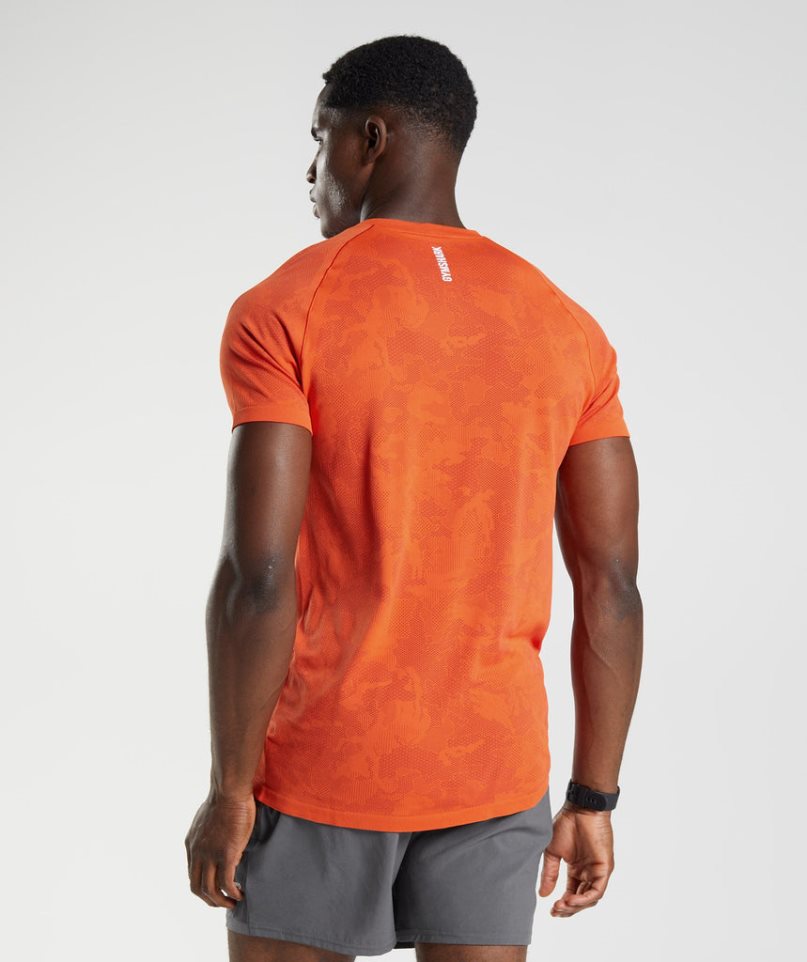 Camiseta Gymshark Geo Seamless Hombre Naranjas | ES0925-RU