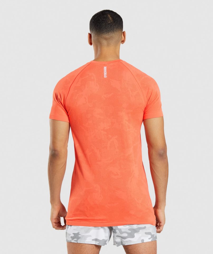 Camiseta Gymshark Geo Seamless Hombre Naranjas | ES1694-BK