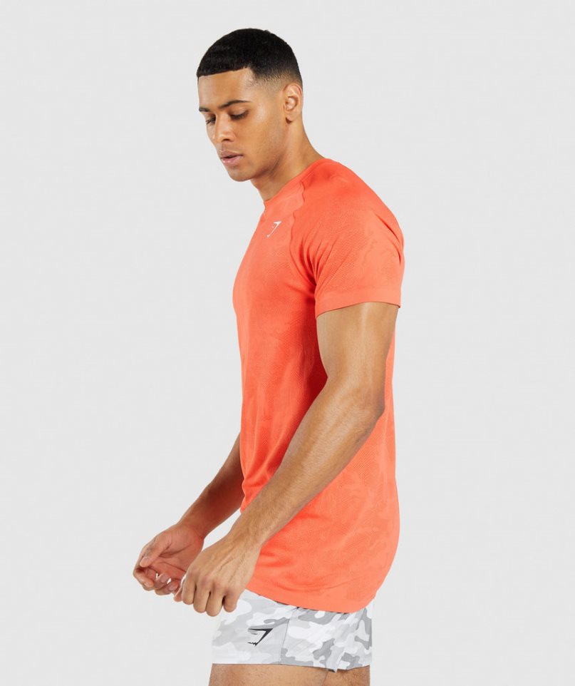 Camiseta Gymshark Geo Seamless Hombre Naranjas | ES1694-BK