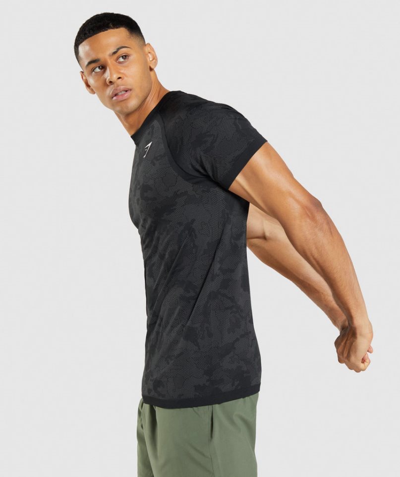 Camiseta Gymshark Geo Seamless Hombre Negras | ES2839-CH