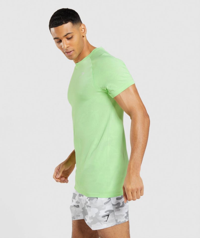 Camiseta Gymshark Geo Seamless Hombre Verde Claro | ES9017-IX