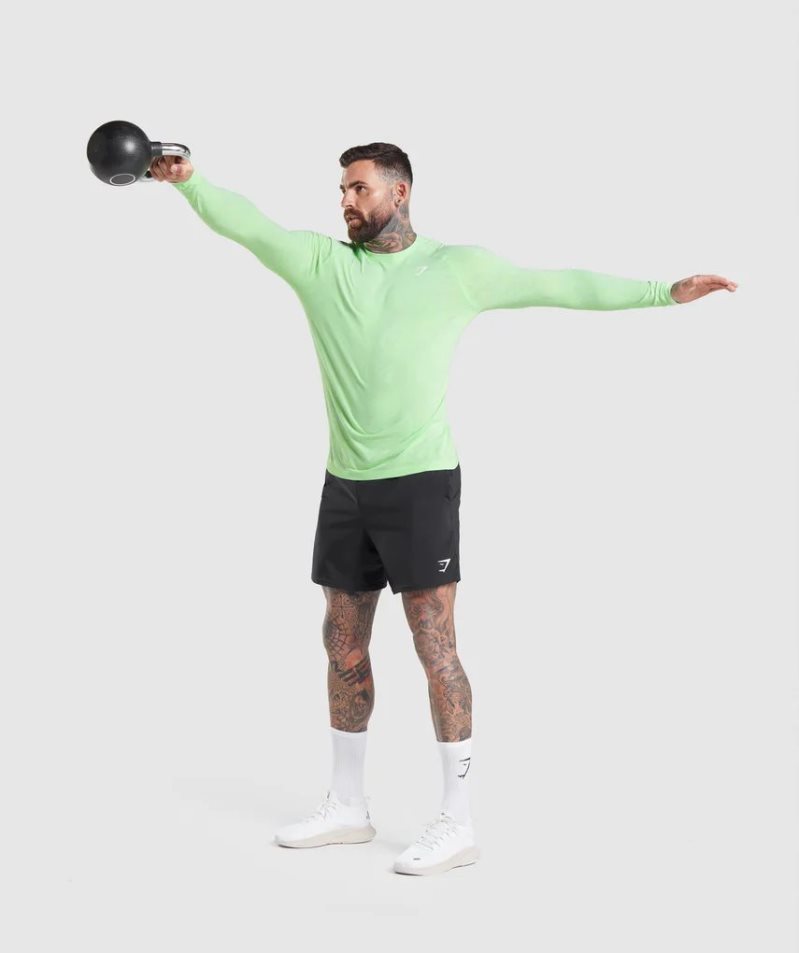 Camiseta Gymshark Geo Seamless Long Sleeve Hombre Verde Claro | ES0721-XD