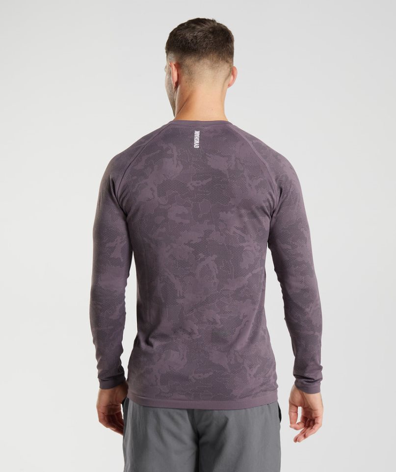 Camiseta Gymshark Geo Seamless Long Sleeve Hombre Moradas | ES1687-EL