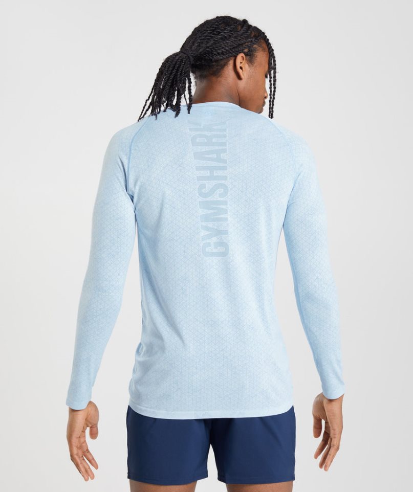 Camiseta Gymshark Geo Seamless Long Sleeve Hombre Azules Claro | ES6017-EX