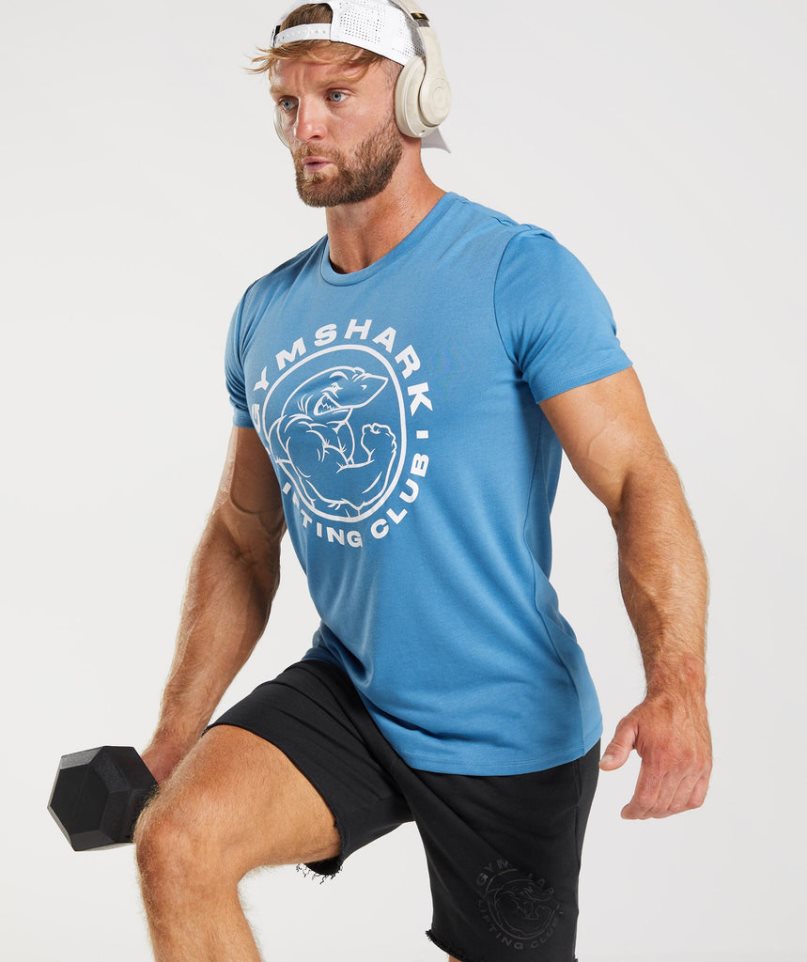 Camiseta Gymshark Legacy Hombre Azules | ES8203-WC