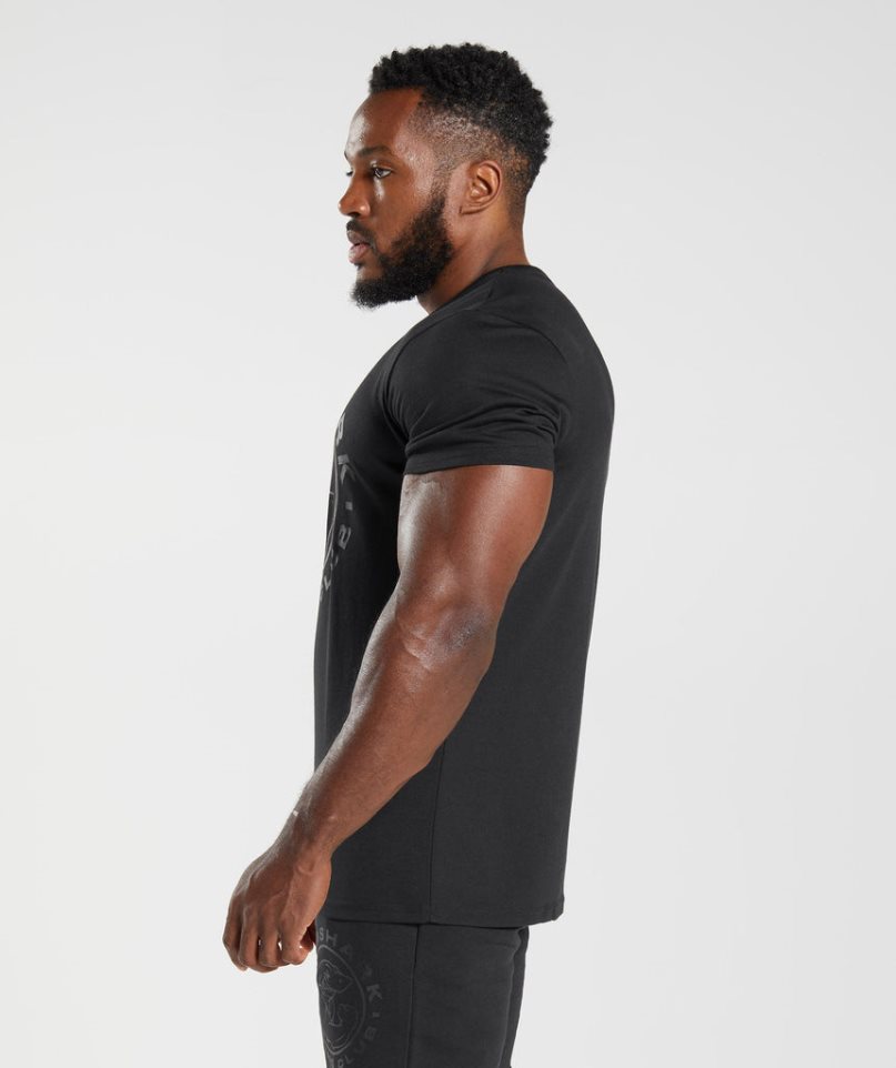 Camiseta Gymshark Legacy Hombre Negras | ES3704-VK