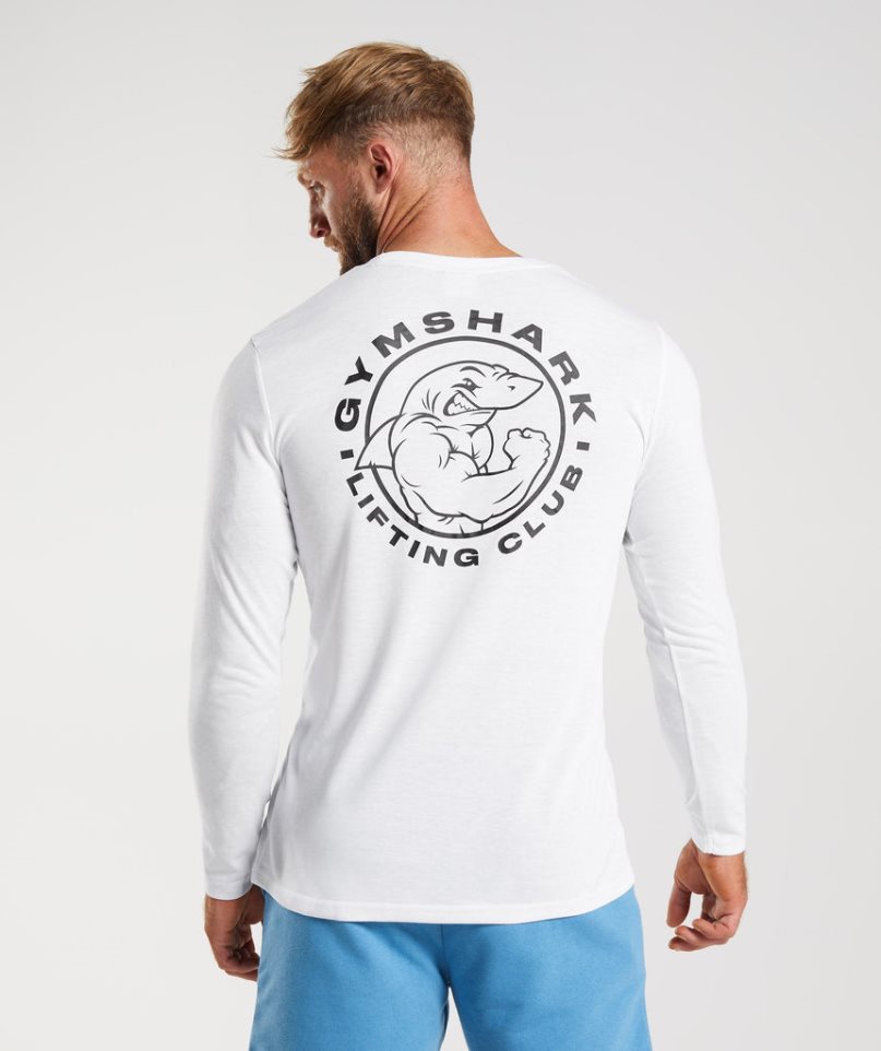 Camiseta Gymshark Legacy Long Sleeve Hombre Blancas | ES3075-UQ