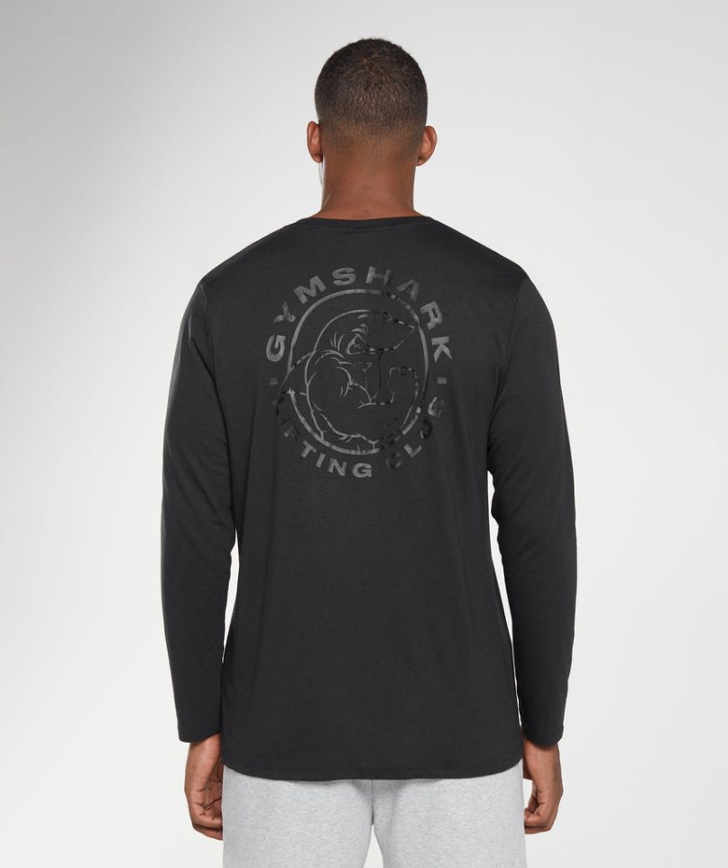 Camiseta Gymshark Legacy Long Sleeve Hombre Negras | ES3185-FT