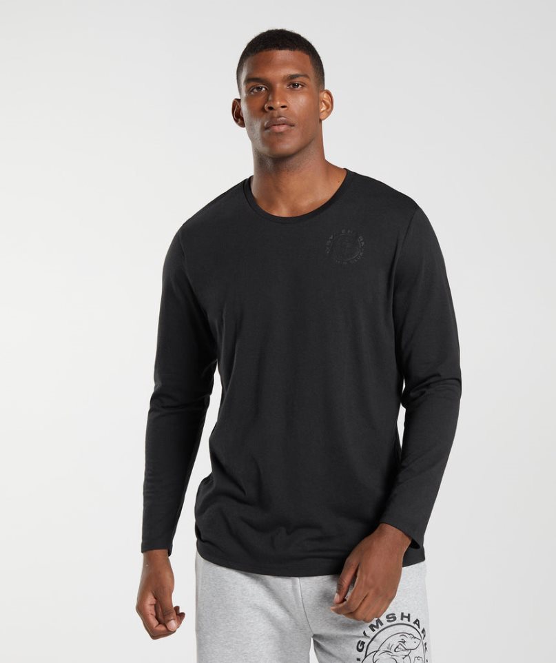 Camiseta Gymshark Legacy Long Sleeve Hombre Negras | ES3185-FT