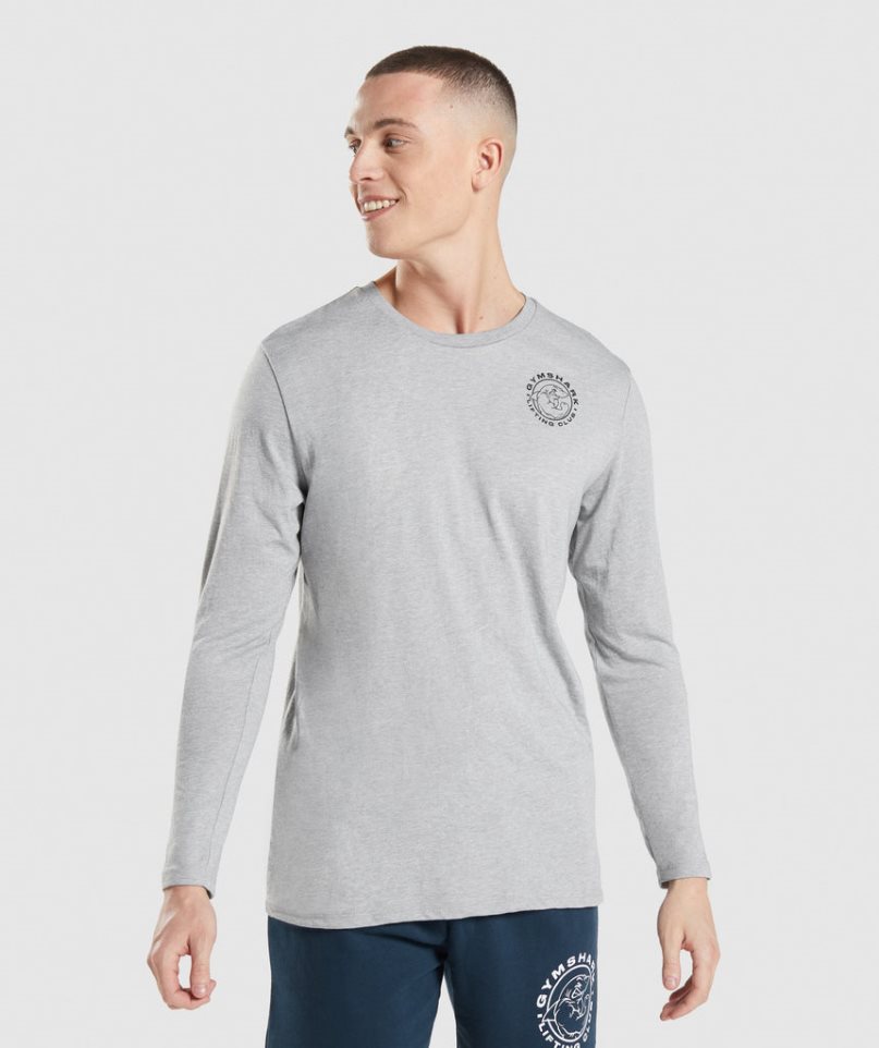 Camiseta Gymshark Legacy Long Sleeve Hombre Gris Claro | ES3507-XH