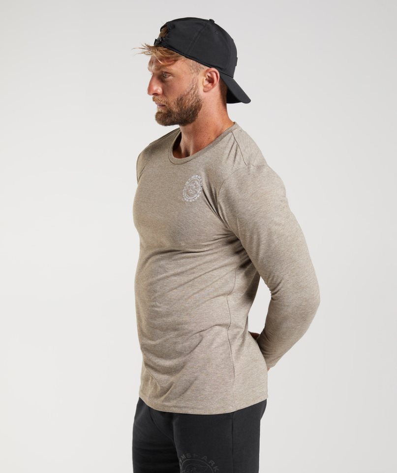 Camiseta Gymshark Legacy Long Sleeve Hombre Gris | ES8260-AB