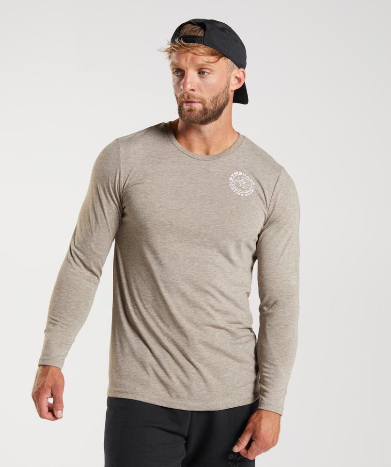 Camiseta Gymshark Legacy Long Sleeve Hombre Gris | ES8260-AB