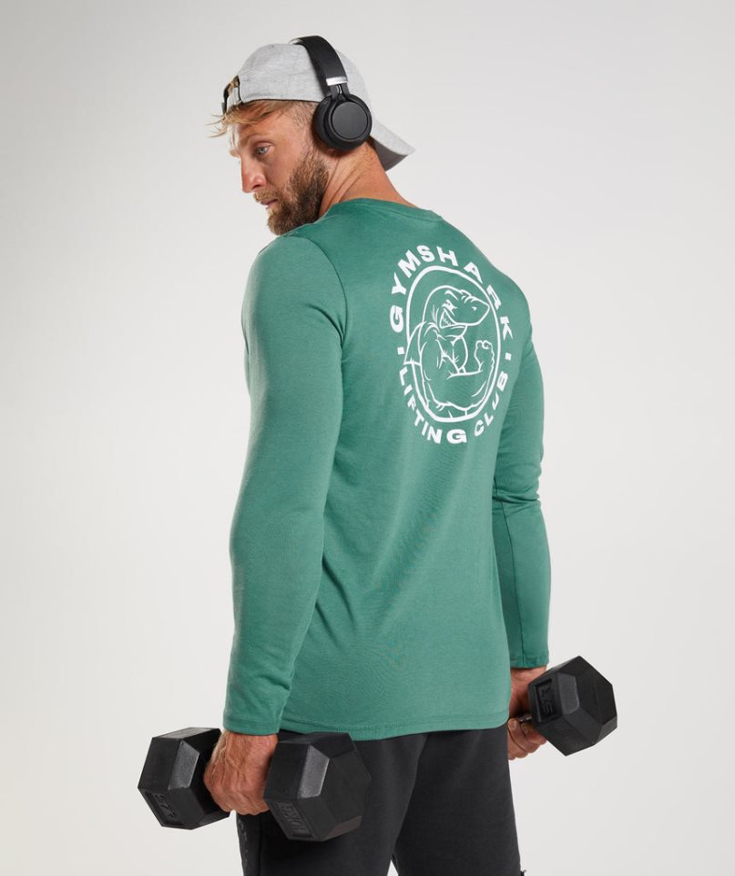 Camiseta Gymshark Legacy Long Sleeve Hombre Verde | ES9254-HY